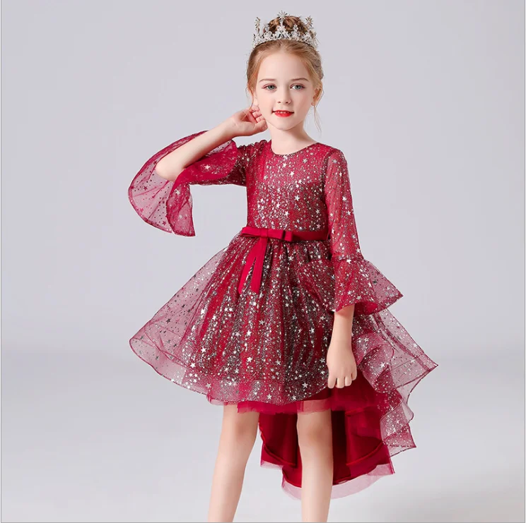 

S001 Kids Clothing Girl Latest Frock Design Best Baby Kids Fancy Flower Girl High Grade Birthday Dress, As picture