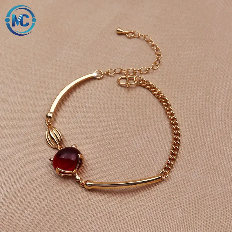 

Lucky Ruby Fox Bracelet Female Vietnam Placer Gold Clavicle Chain Fashion Trending Live Hot Necklace Female