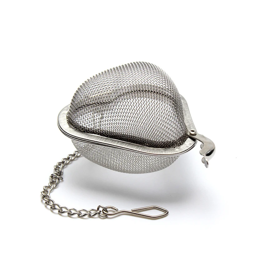 

JY 5.5cm Heart Shaped Stainless Steel 304 Mesh Tea Strainer Infuser with Chain, Silver