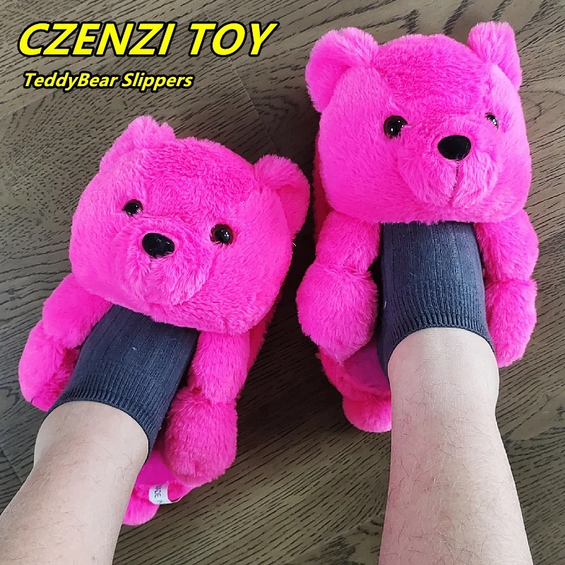 

Teddy bear slippers 2021 new arrivals fuzzy teddy Amazon Plush New Style Slippers House Teddy Bear cute Slipper for Women Girls