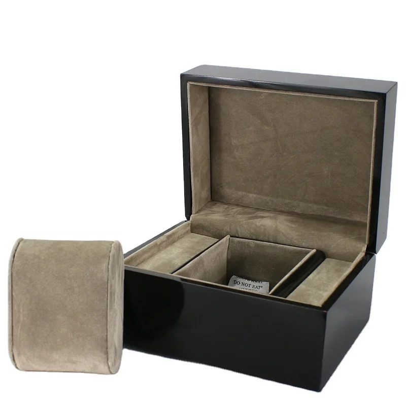

Top Quality Promotional Black Density Board Wooden Watch Box