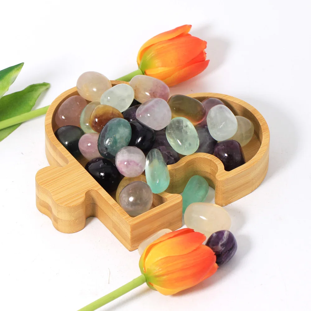 

Hot Sales Natural Fluorite Rock Healing Stone Crystal Palm Rainbow Fluorite Tumbled