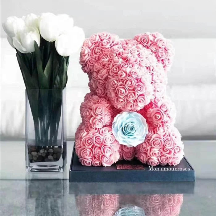 
Factory customization fashion panda 40cm Soap Foam Bear of Roses Bear Flower 