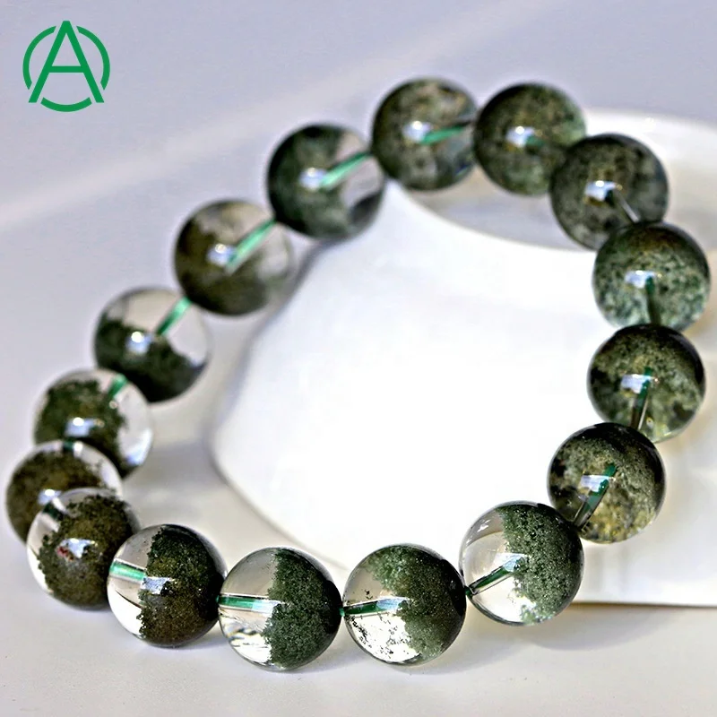 

ArthurGem Natural Green Phantom Quartz Crystal Beads Bracelets for Men Women Green Phantom Quartz Bracelet, 100% natural color