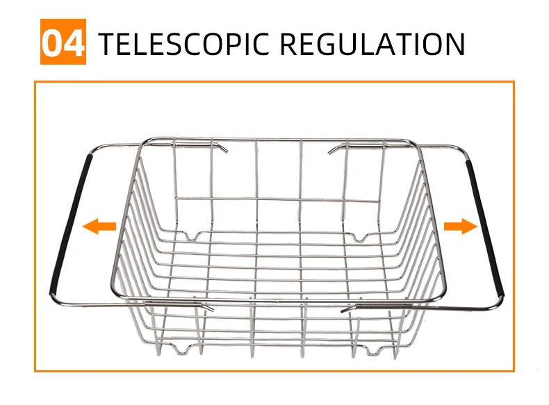 Stainless Steel Fruit Vegetable Bowl Wash Basket Over Sink Roll Up Dish