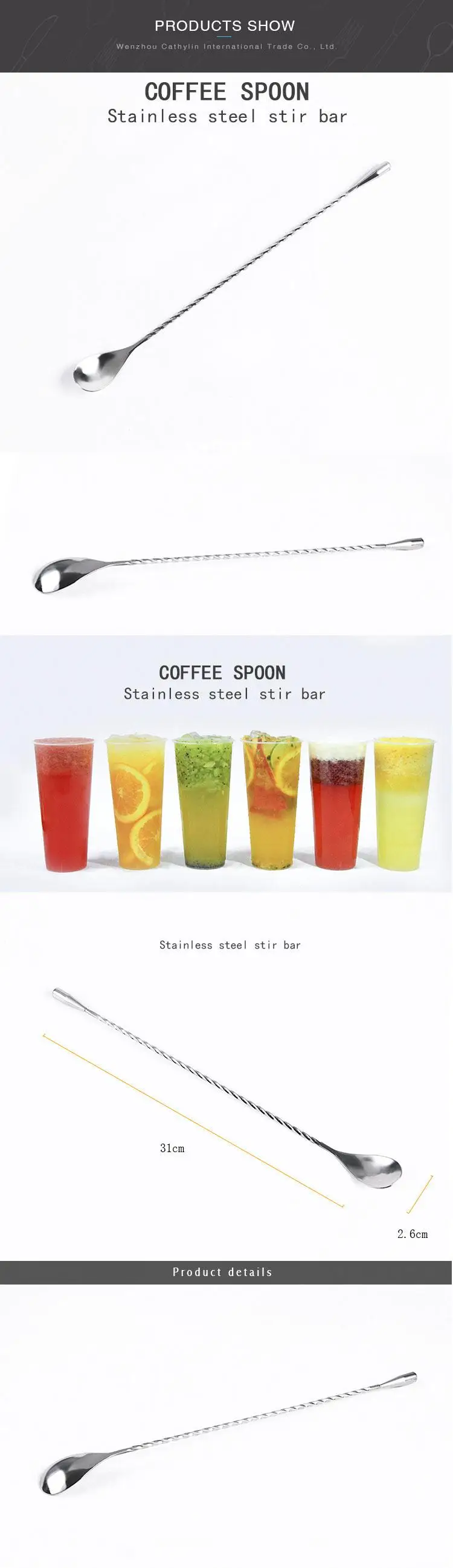 Custom Metal Stir Twisted Stainless Steel Stirrer Bar Bartender