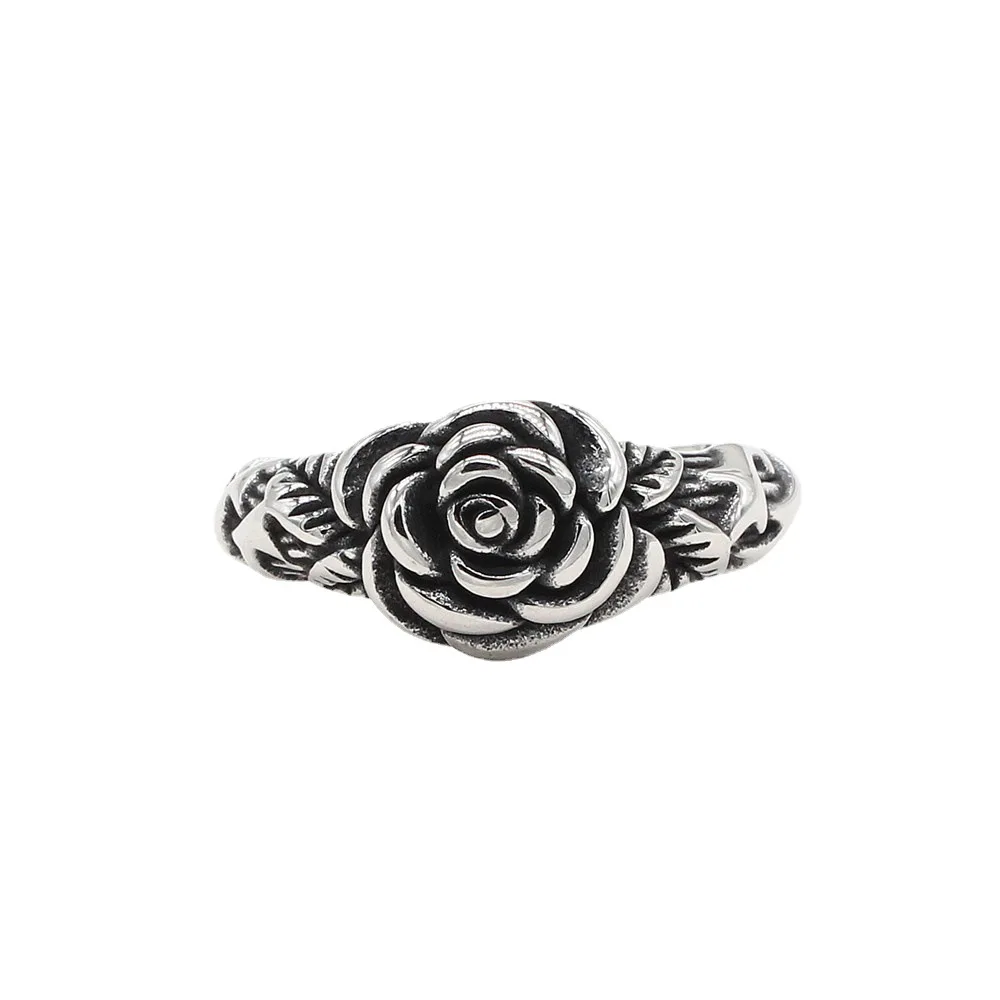 

Vintage women jewelry fashion stainless steel rose flower ring