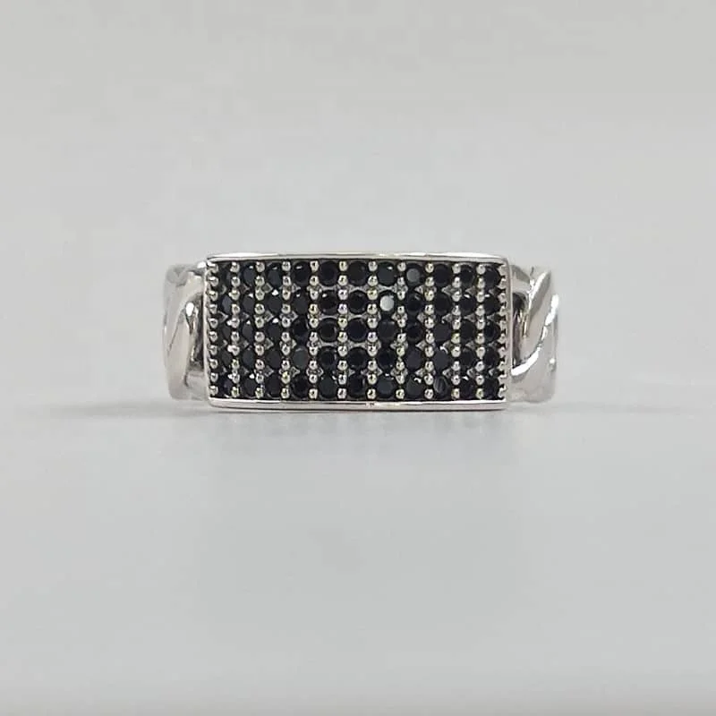 

wholesale fashion jewelry rings silver 925 women zircon CZ rectangle chain band adjustable party 925 silver jewelry, White gold (rose gold, yellow are avaliable)