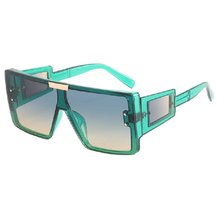 

Factory wholesale plastic flat top European and American fashion one piece gradient sunglasses women, 9 colors