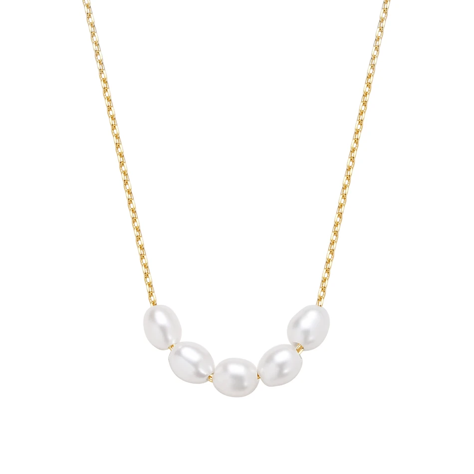 

Unique Design Pearl Jewelry 925 Sterling Silver 18K gold Plated Simple Pearl Beaded necklace