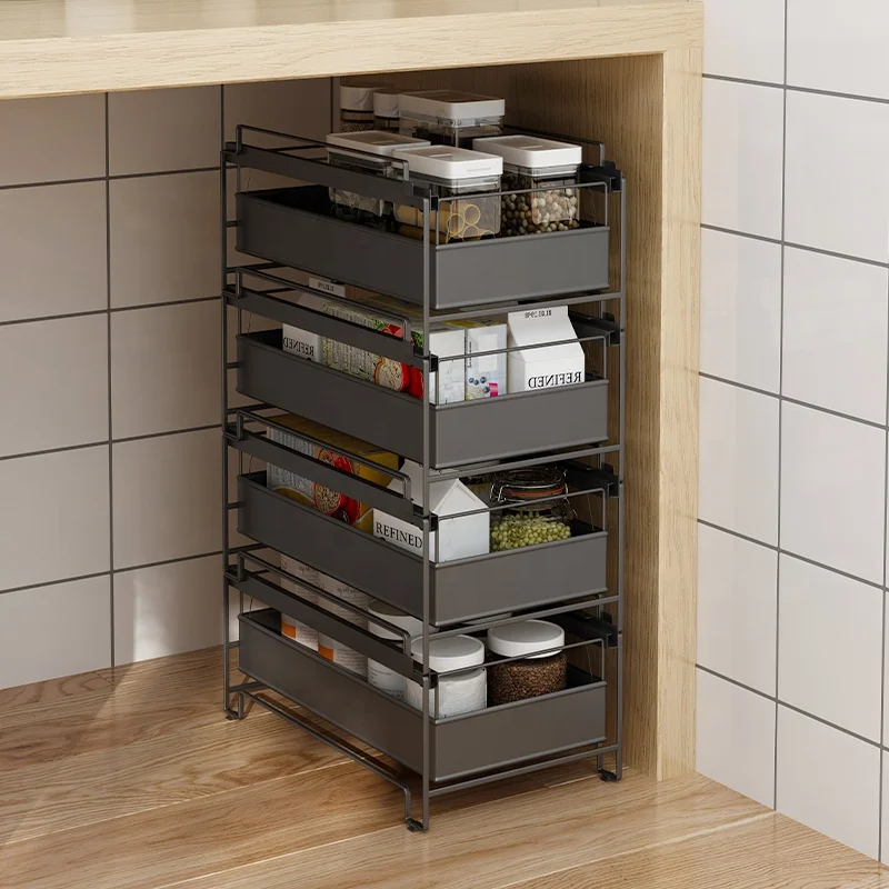 

Multiple layers drawer type Kitchen spice organizer stacking racks, White or black