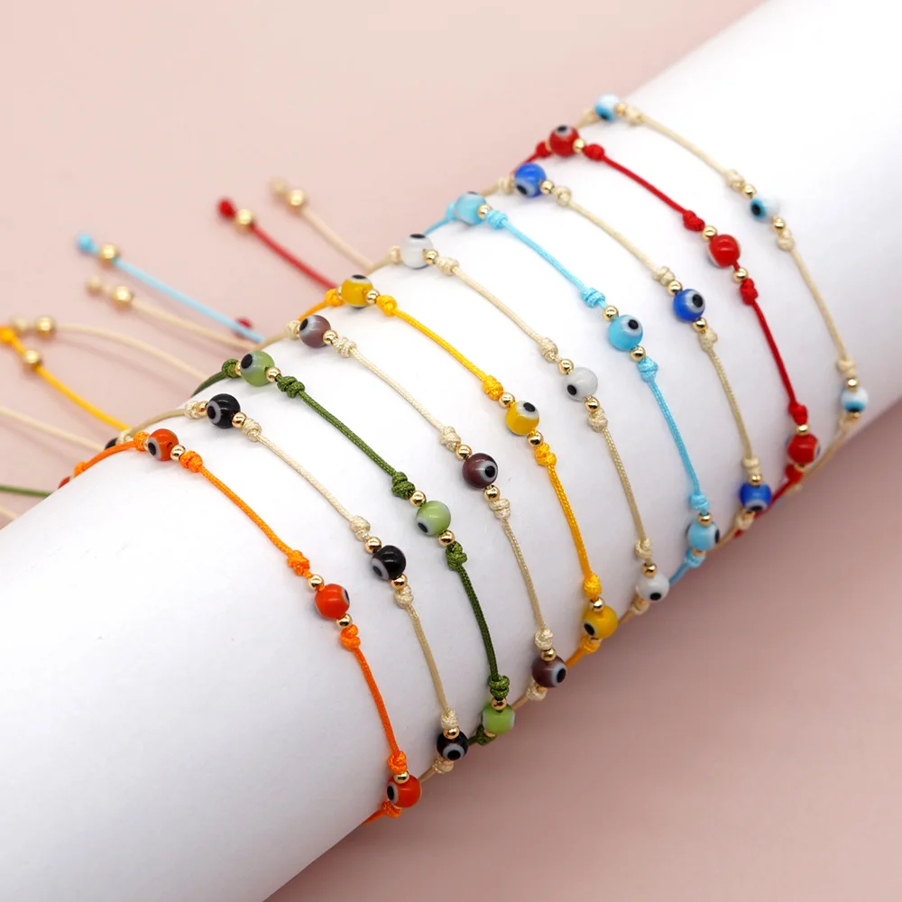 

Go2boho Turkish Colorful Evil Eye Charm Braided Bracelet Women Pulsera Jewelry Fashion String Boho Gold Plated Beads Bracelets