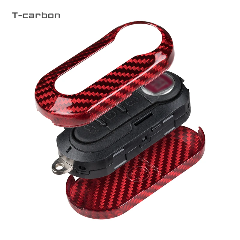 

T-carbon carbon fiber High Class Business Gift Car Key Case For Fiat Folding Key, Black