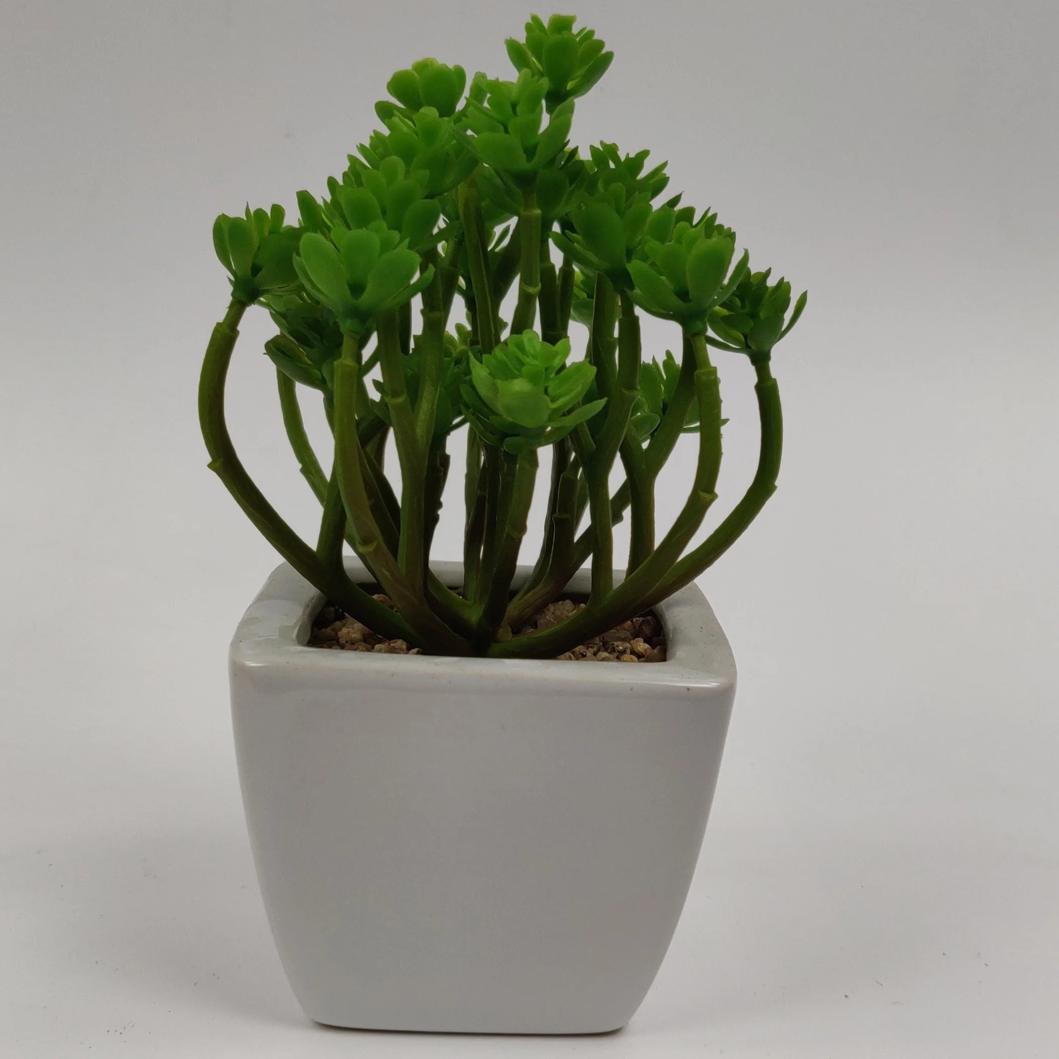 

Mini Office Decoration Desktop Green Faux Artificial Plants Succulents In Ceramic Pot, As shown
