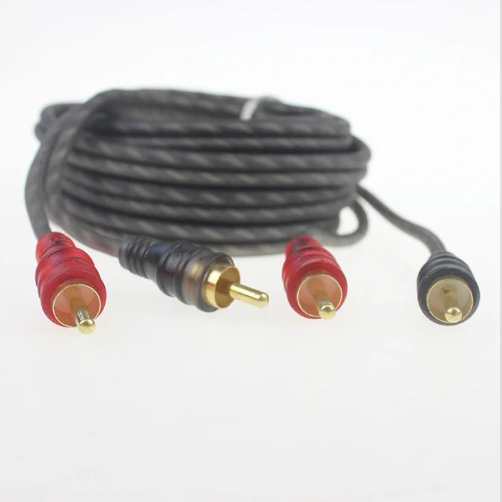 

1m 2m 3m 5 m braid Shielded 2 Rca male to male car audio cable