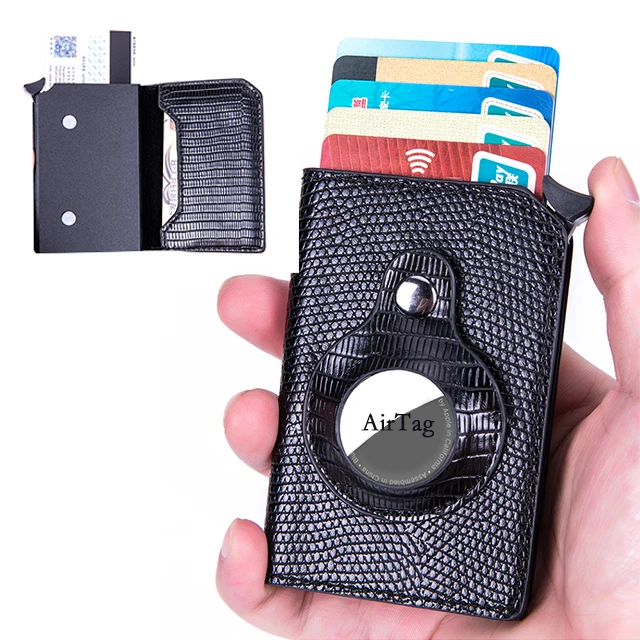 

Wholesale cheap PU Leather minimalist new smart anti-lost airtag wallet card holder