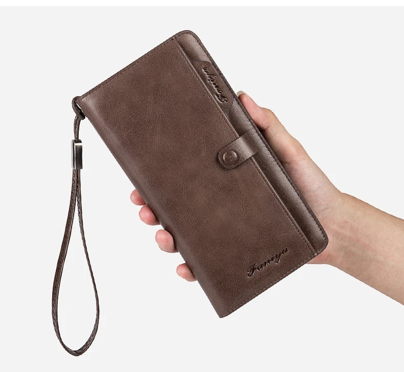 

Genuine Leather Wallet Multifunctional Handbag Men's Long Wallet Brand Designer Zipper Wallet Men, Black/brown/khaki