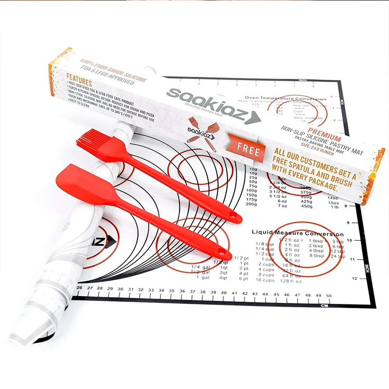 

0.4Mm Thickness Reusable Washable Silicone Kneading Dough Mat Nonslip Extra Large Silicone Pastry Baking Mat, Any colors, like red, white