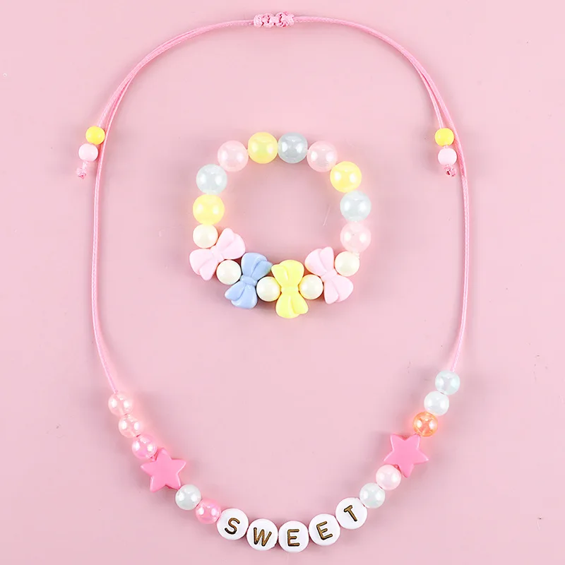 

Kids jewellery sweet Letter necklace resin bead children's Necklace For Girls