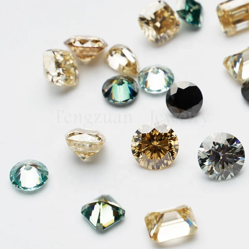 

Gra Certificate Moissanite Diamond Gemstone Cushion Emerald Round Cut Loose Moissanite 1carat, Champagne moissanite