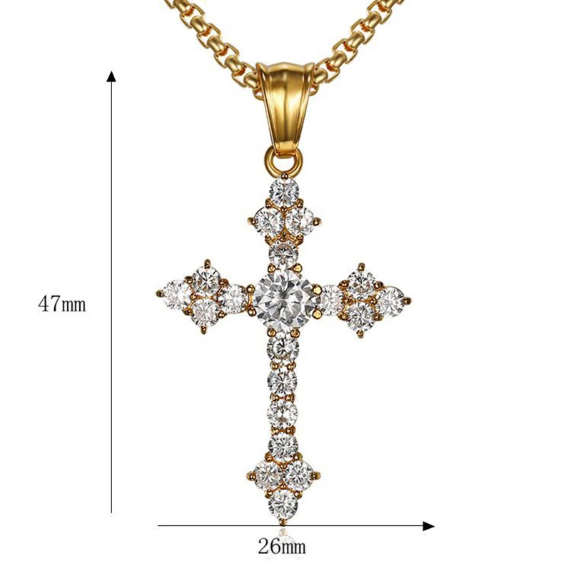 

Blues RTS order Elegant ladies Jewelry Stainless Steel arrow micro insert cubic zirconia jesus cross pendant necklace for gift