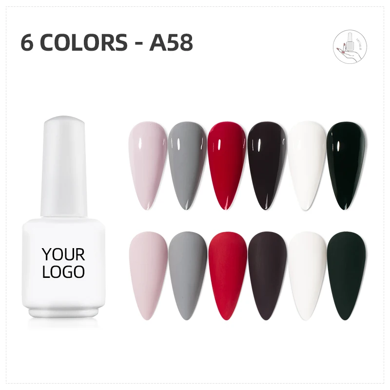 

2021 professional nail manufacturer free design 6 colors custom logo nail polish set uv gel easy soak