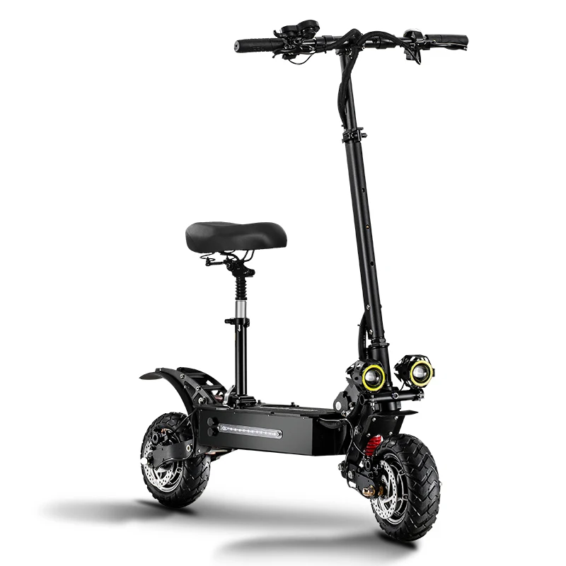 shipping free ! Hot sale 1600W electric scooter 52V 19ah 10 inch range 40-50km speed 60km/h foldable adult, Black