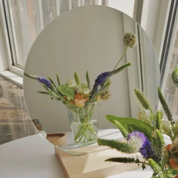 

Irregular solid wood mirror desktop makeup mirror, Various colors for your choice.oem are accepted