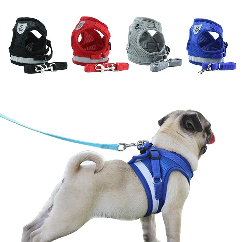 

Dog Harness Summer Pet Adjustable Reflective Vest Walking Lead Dog Leash Polyester Mesh Harness for Small Medium Dog