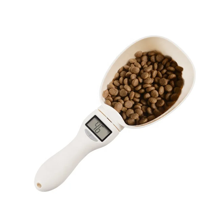 

Custom Pet Feeding Electronic Scale LCD Measure Spoon Bowl Digital Measuring Spoon ABS Dog Plastic Shovel Spoon 250ML, Ivory
