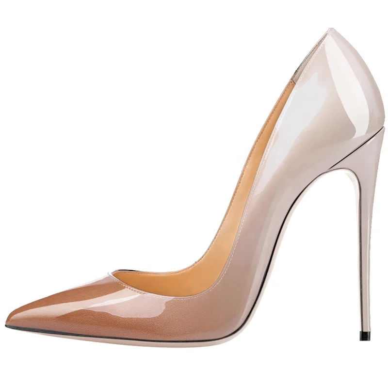 

sexy 2020 formal shoes pu lady shoes thin high heel womens pumps shoes, Brown-nude