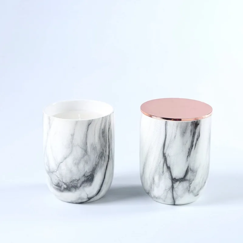 Marble Grain Ceramic Candle Holders Vessels Wholesale Candle Jar With