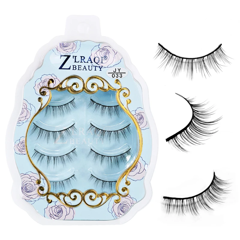 

Your logo False Eyelashes 4 pairs eyelashes fiber Lashes factory price, Black color