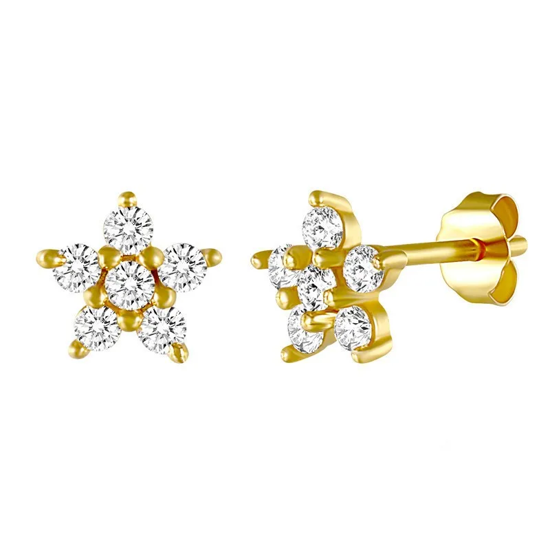 925 Sterling Silver Stud Earring Pentastar diamond Earring