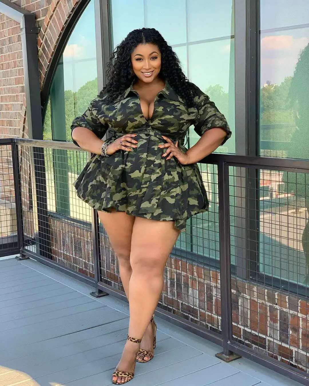 

New spring dress Women Long Sleeve Dresses Army Printed Fashion Mini Dresses Plus Size Women' jacket long coat