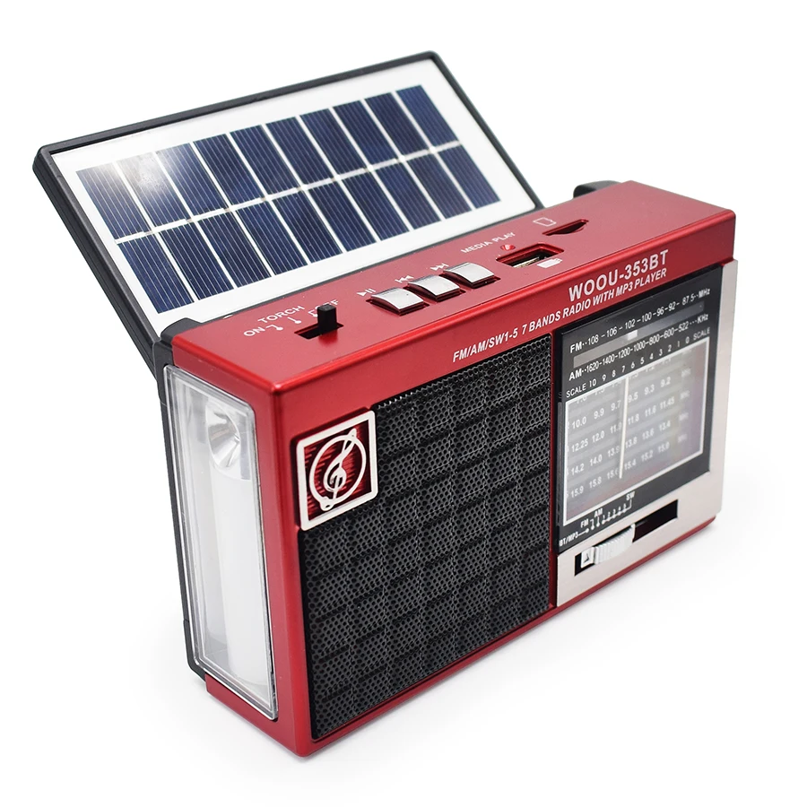 

Emergency AM/FM/SW 1-5 7 Band Solar Radio with LED Flashlight & Lamp, Power Bank for Smart Phone Support AC charger TF Card, Follow picture