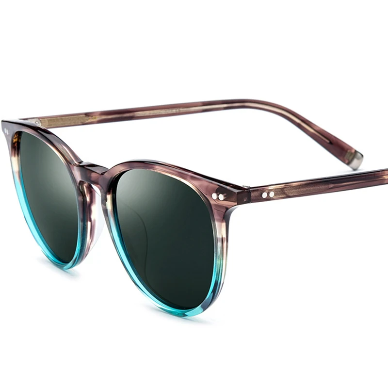 

New Trendy Factory Handmade Acetate TAC Sunglasses Luxury Unisex Round Sun glasses Tortoiseshell Boys Sunglasses 2021