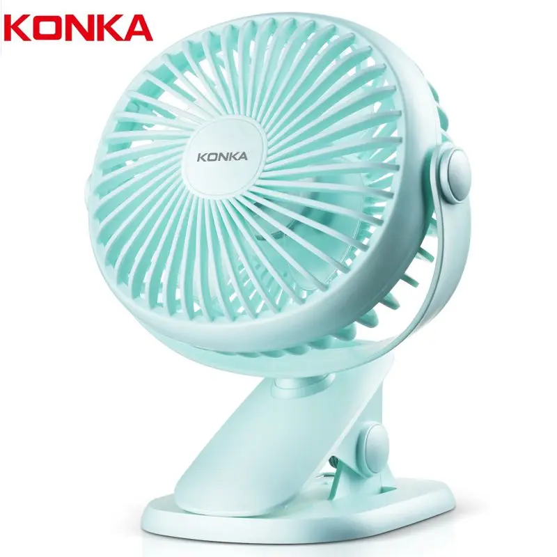 KONKA Mini USB Fan Electric Portable Air Cooling Fans 2 Speed Adjustable Clip Desk Home Office Fan Handheld Small Pocket Fan