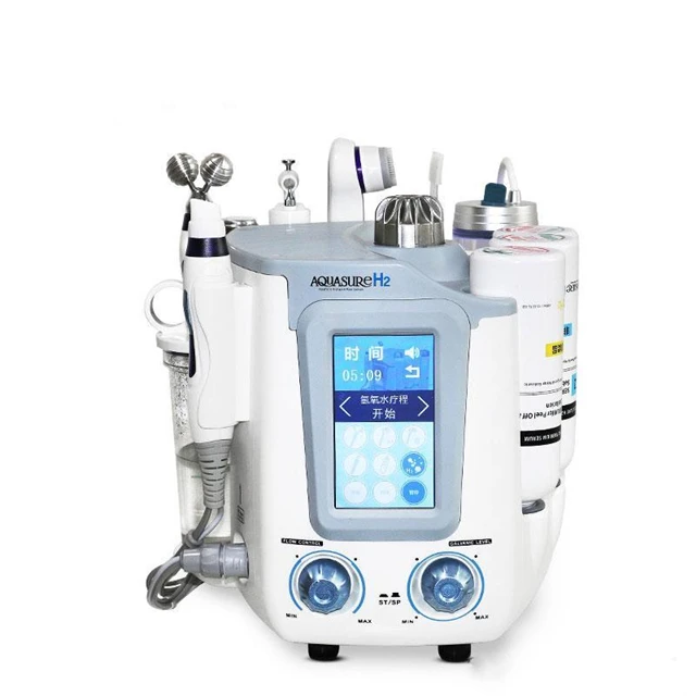 

3 in 1 &6 in 1 Hydra f acial AquasureH2 ems bar air deep clean bubble machine, White