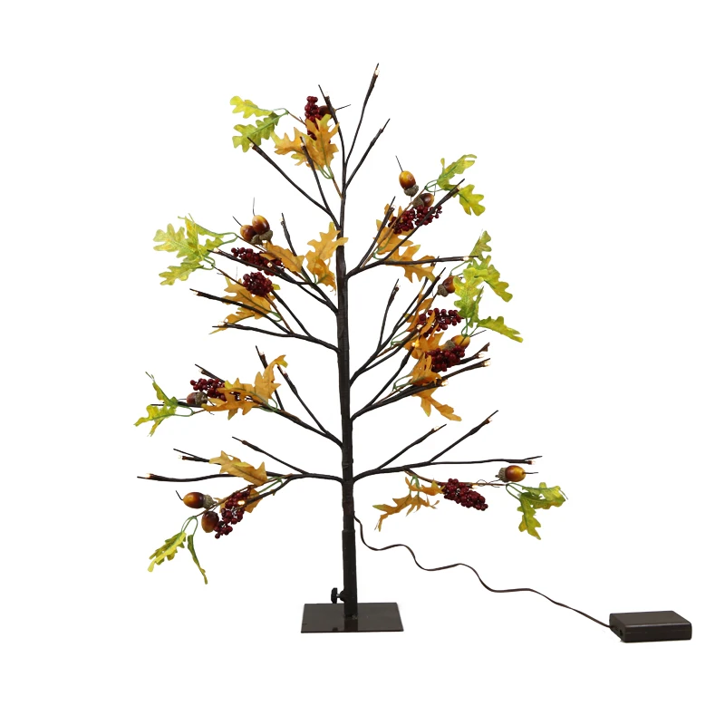 70cm table decoration night twig maple branch led artificial red crystal fruit bonsai flower tree light