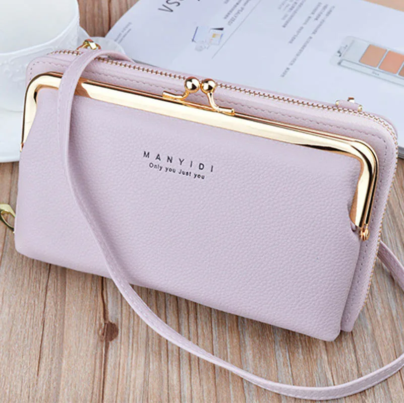 

2021New woman cellphone bags pu leather wallet phone bag for women
