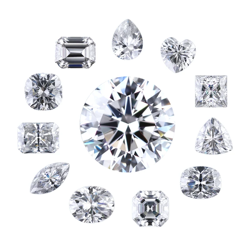 Hot Sell Lab Grown Loose Moissanite White Color Cut Pear Cushion Marquise Baguettes Trapezoid Cut Gemstones 1ct Color Play/Fire