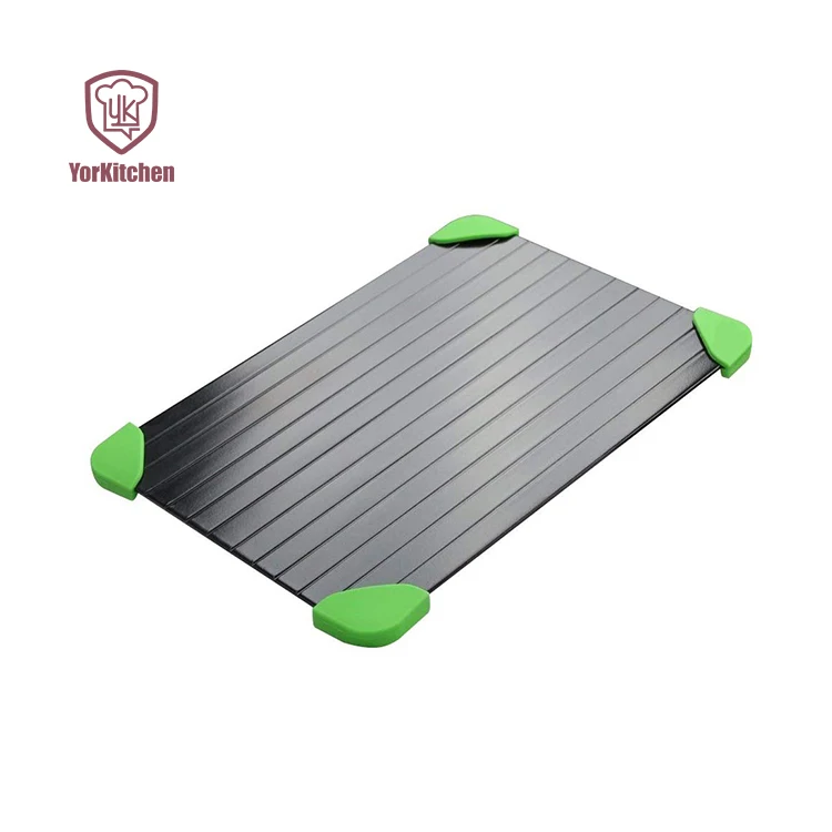 

Fast Defrosting Tray with Green Rubber Corner Thawing Tray Defrost Thawing Meat Frozen Foods