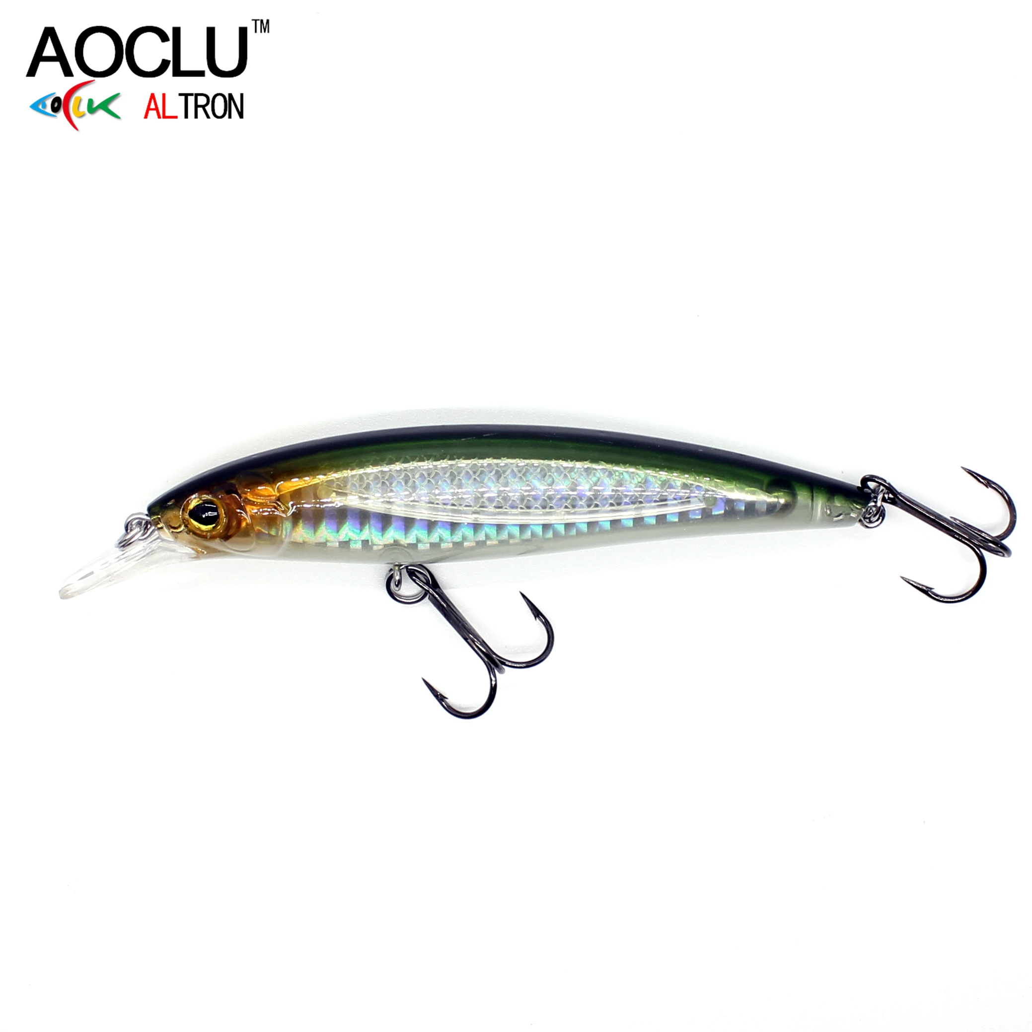 

AOCLU Hot Sale Sinking Wobbler 100mm 15g Hard Bait Minnow Crank Fishing Lure Diving 1.2m Saltwater Bass Fresh With VMC Hooks, 6 colors