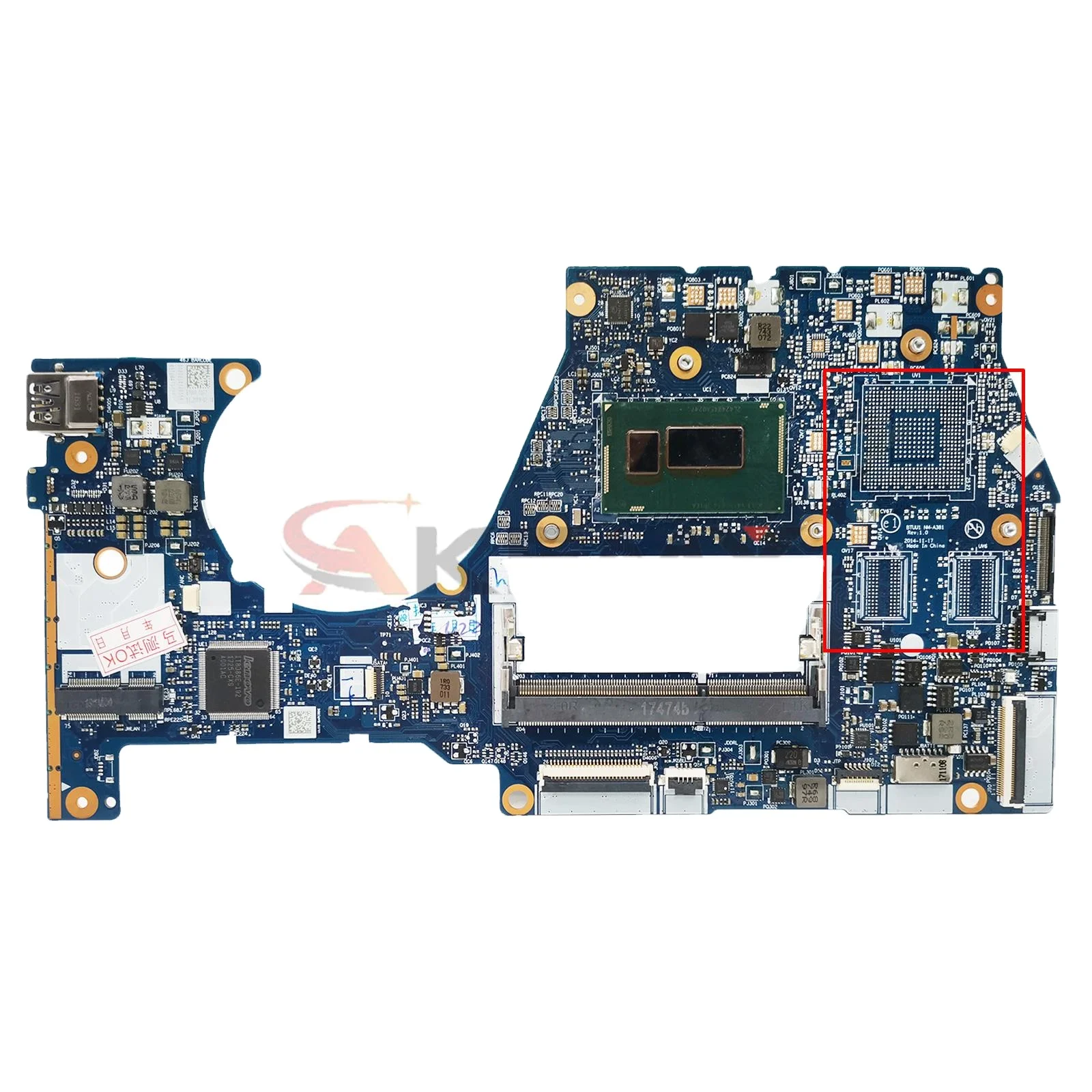 

For Lenovo YOGA3 14 YOGA 3 14 Yoga 3-1470 Laptop Motherboard BTUU1 NM-A381 With I3-5005U I5-5200U I7-5500U CPU DDR3