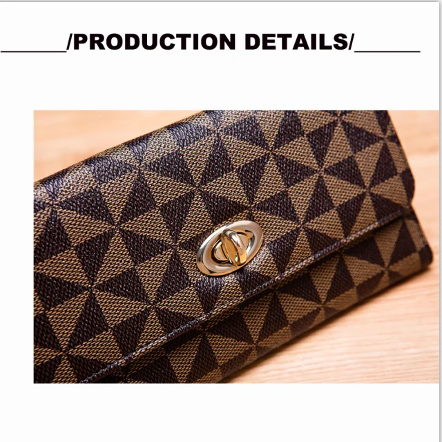 

Women's Fashion Luxury Long Wallet Brand Checkered PATTERN Faux Leather ID Card Case Holder Clutch