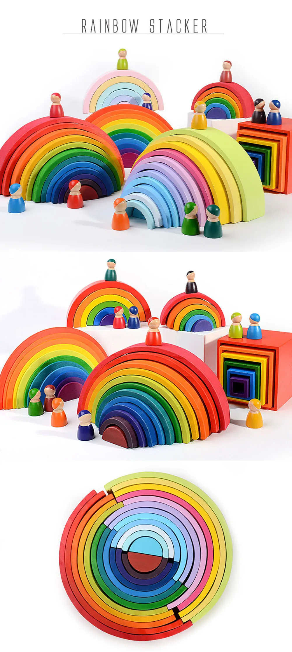 12 Layer Wooden Rainbow,Giant Wooden Building Blocks Stacker - Buy ...