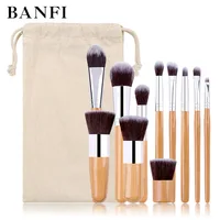 

Banfi 2019 new Pincel de maquillaje bamboo 11pcs make up brush set repair foundation brush brochas de maquillaje logotipo