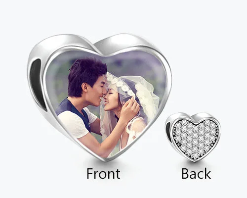 

Dropshipping High Quality 925 Sterling Silver LOVE Heart Custom Photo Charm for Pandora Bracelet
