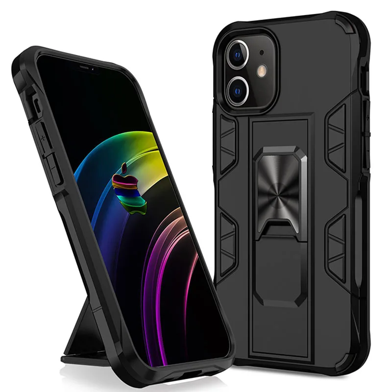 

Metal Ring Built-in Kickstand Armor Rugged Shockproof Magnetic Phone Case For iPhone 12 11 Pro Max XS XR XS MAX 6 7 8 Plus, Multi colors